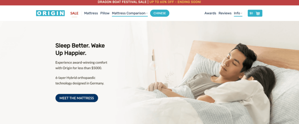 Origin Mattress Homepage