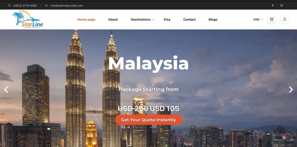 starline tour and travel limited homepage