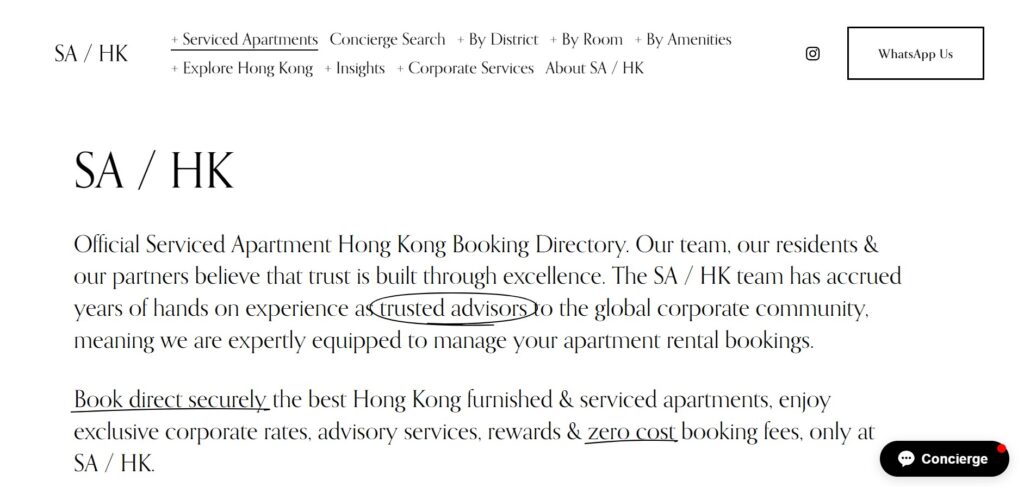 service apartment homepage